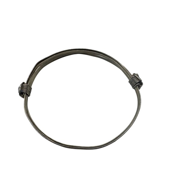 Vintage Silver Wire Wrapped Cuff Bracelet Adjustable Handcrafted Metal - Picture 3 of 6